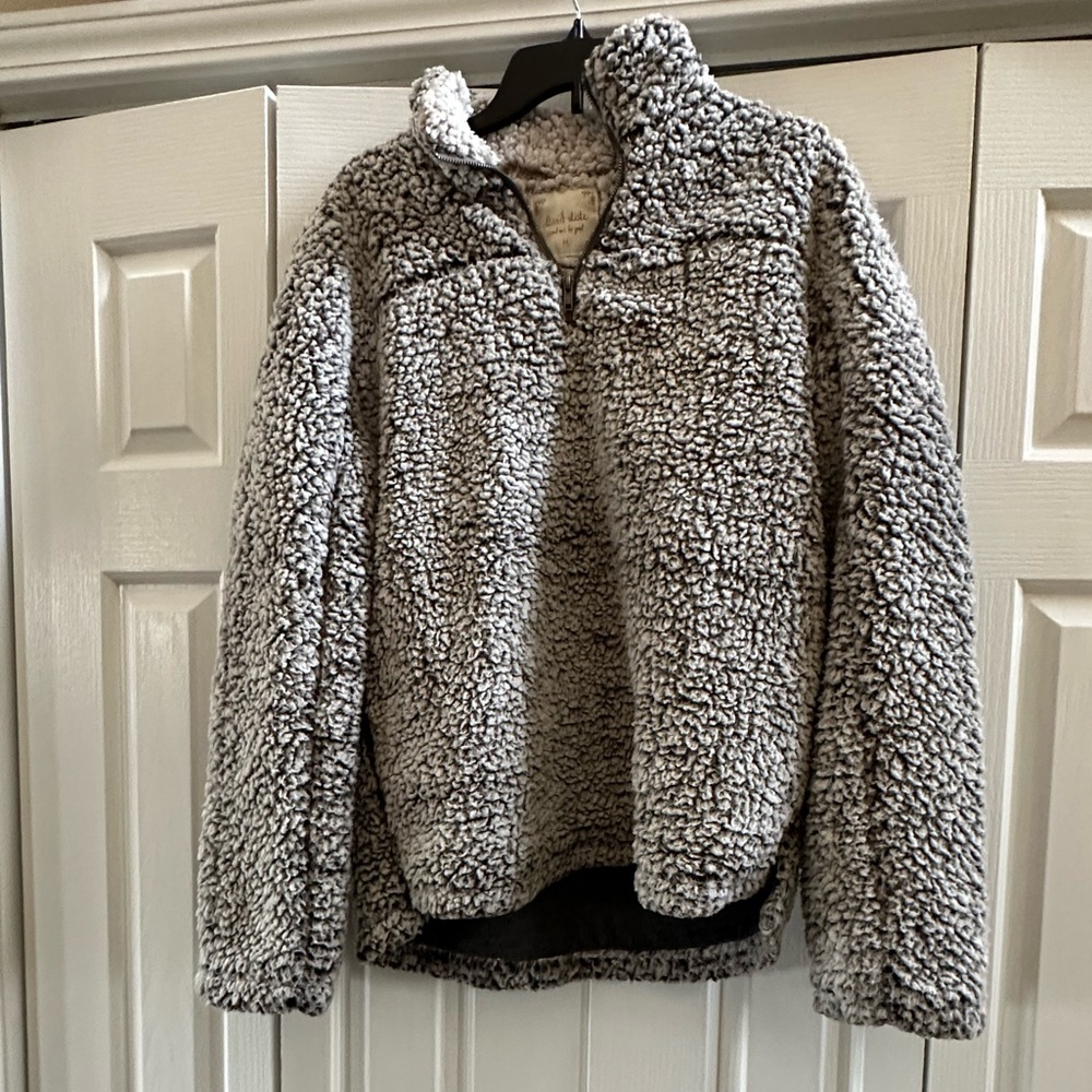 Altar’d State white/gray Sherpa quarter zip jacket